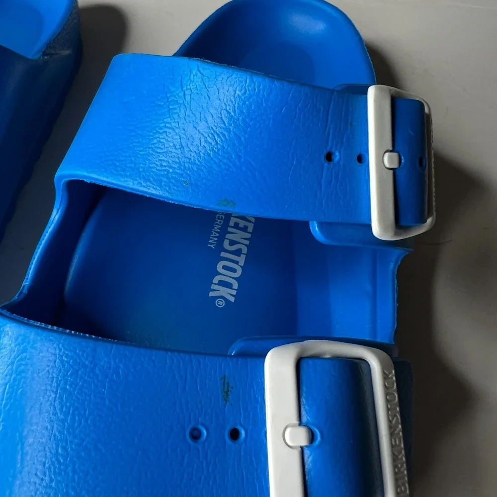 Birkenstock EVA Blue Rubber Arizona Slides Sandals Size EU 41 US L10 M8 Narrow